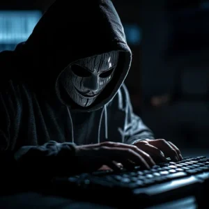 hooded figure typing 